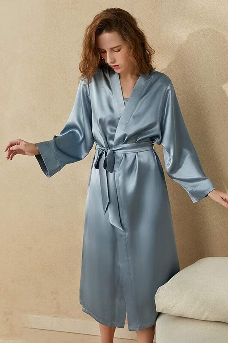 19 Momme Heavy Mulberry Silk Camisole Nightgown & Rob