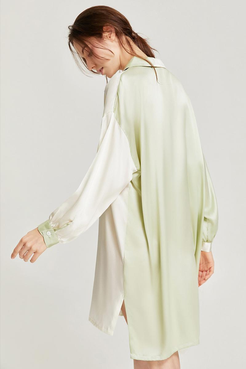 100% Mulberry Silk Nightgown Boyfriend Style Silk Nightshirt
