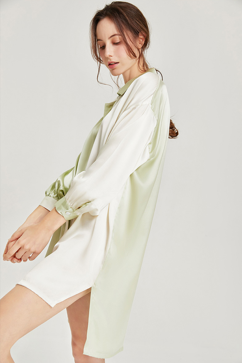 100% Mulberry Silk Nightgown Boyfriend Style Silk Nightshirt
