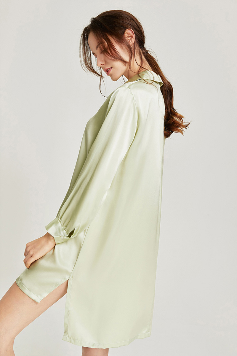 100% Mulberry Silk Nightgown Boyfriend Style Silk Nightshirt