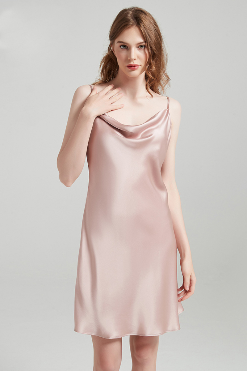 100% Mulberry Silk Cowl Neck Slip Nightgown