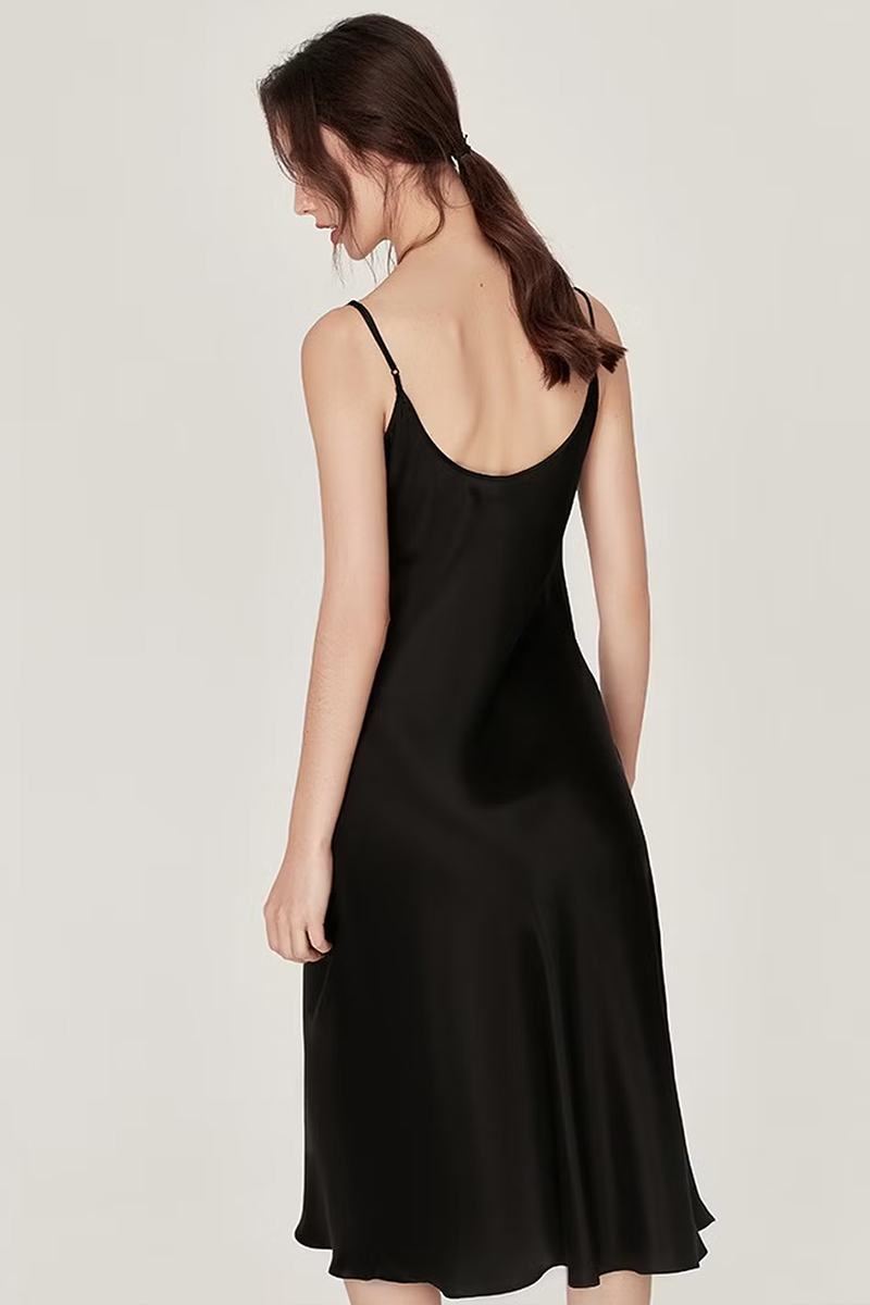 100% Mulberry Silk Cowl Neck Long Camisole Nightgown Sexy Summer Dress