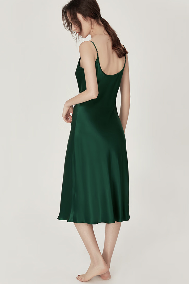 100% Mulberry Silk Cowl Neck Long Camisole Nightgown Sexy Summer Dress