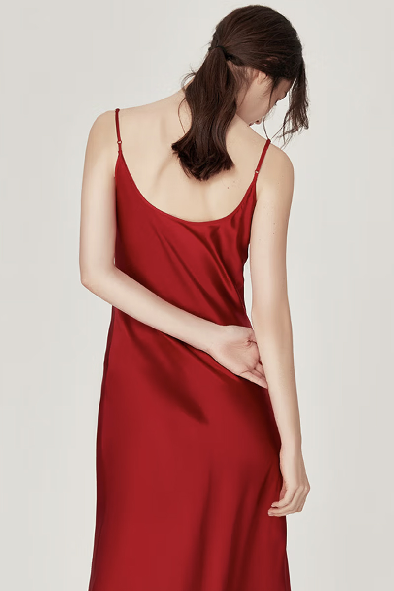 100% Mulberry Silk Cowl Neck Long Camisole Nightgown Sexy Summer Dress