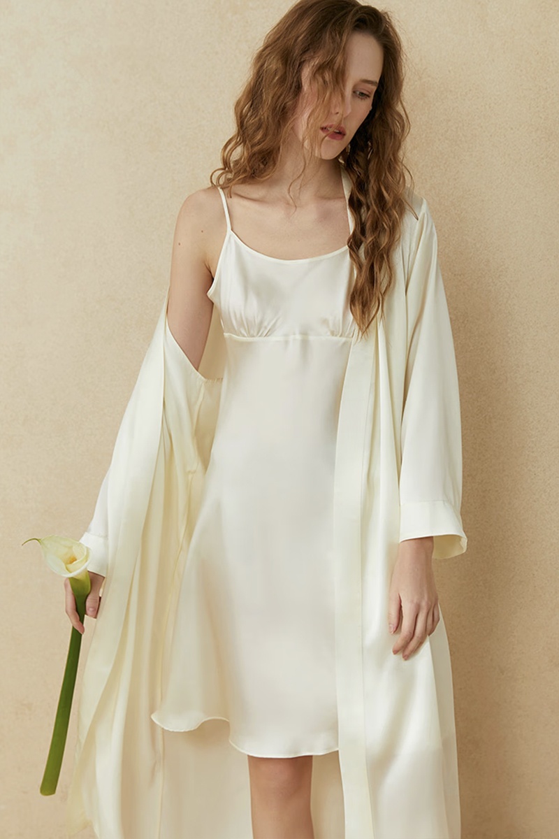 19 Momme Heavy Mulberry Silk Camisole Nightgown & Rob