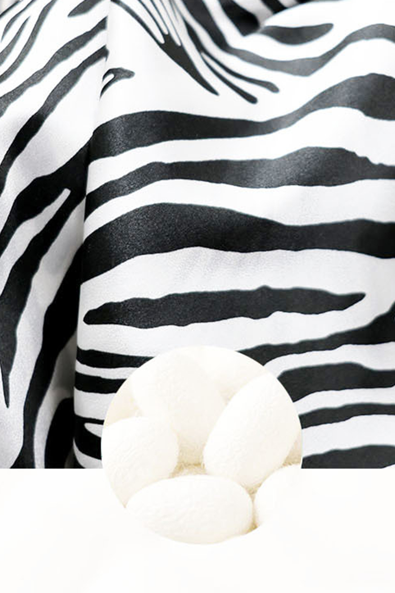 100% Mulberry Silk Zebra Print Camisole Nightgown & Robe Set Sexy Backless Tie Waist Nightgown