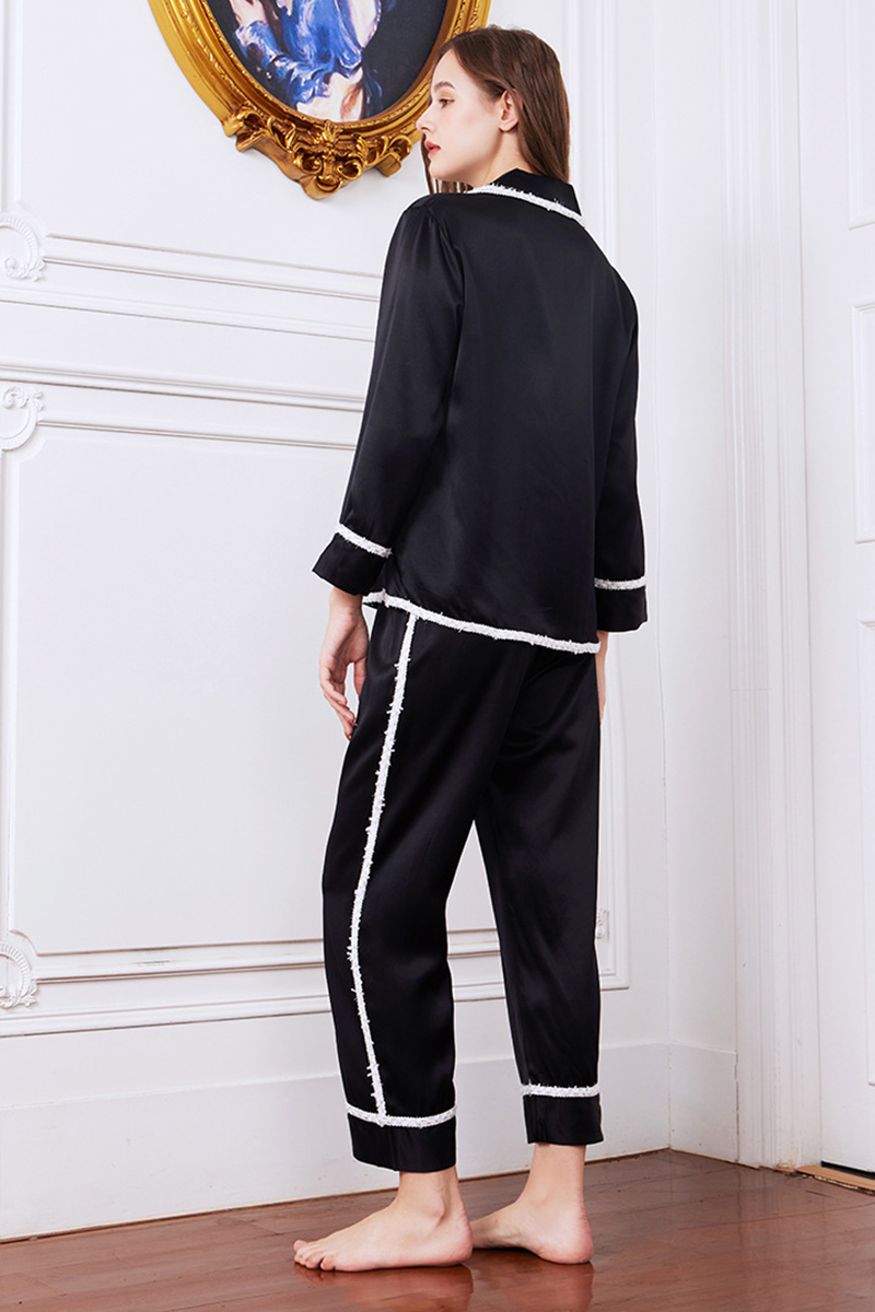 19 Momme Heavy 100% Mulberry Silk 2-Piece Pajama Set Elegant Nobility Style Luxury Loungewear