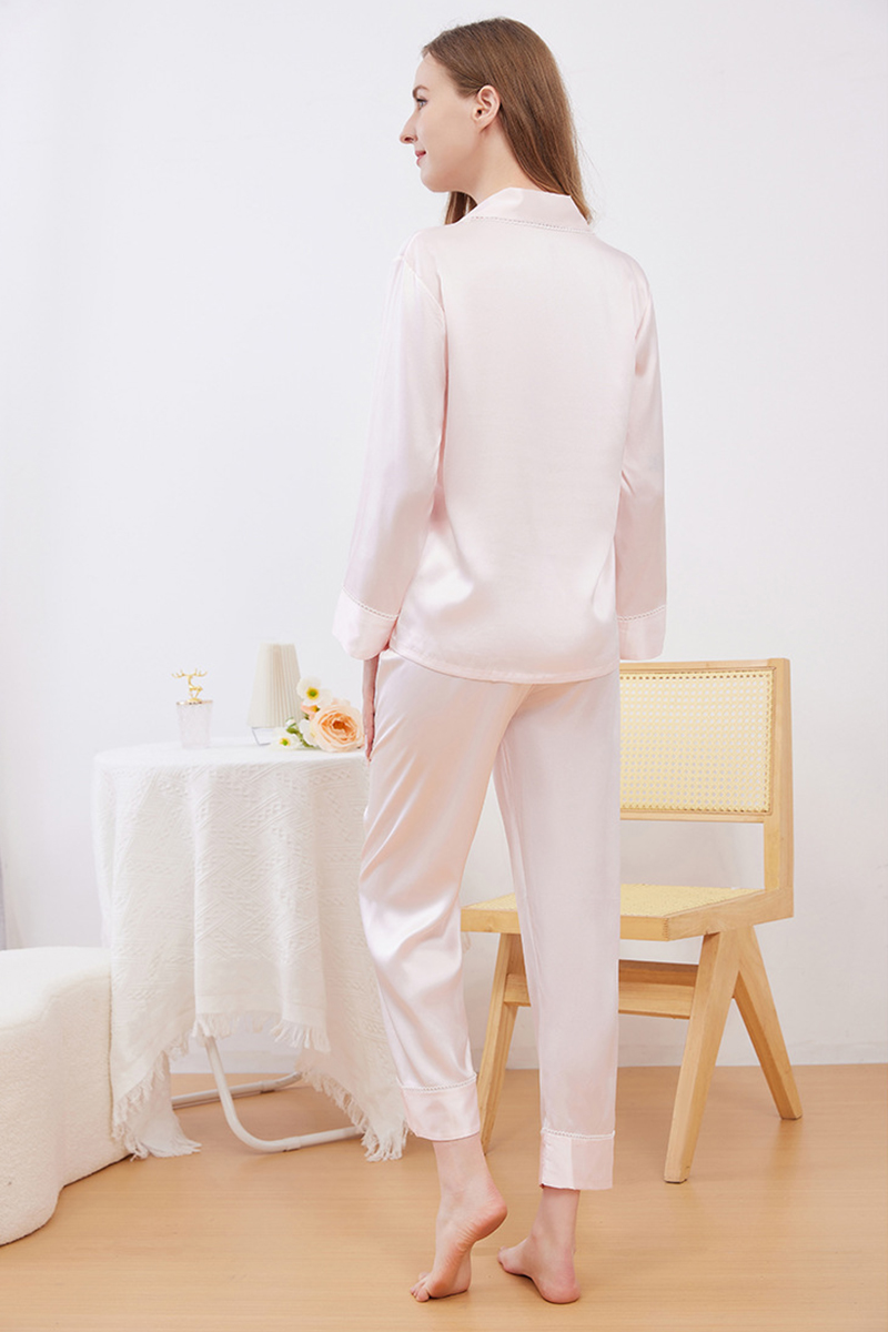 19 Momme 100% Mulberry Silk Pajama Set Luxury High-End Long Sleeve Silk Loungewear
