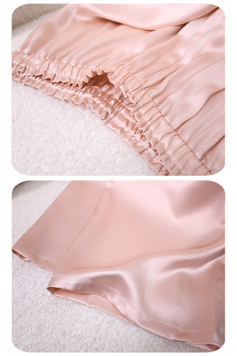 19mm Heavy 100% Mulberry Silk Long Sleeve Pajama Set Light Luxury Silky Trousers Loungewear