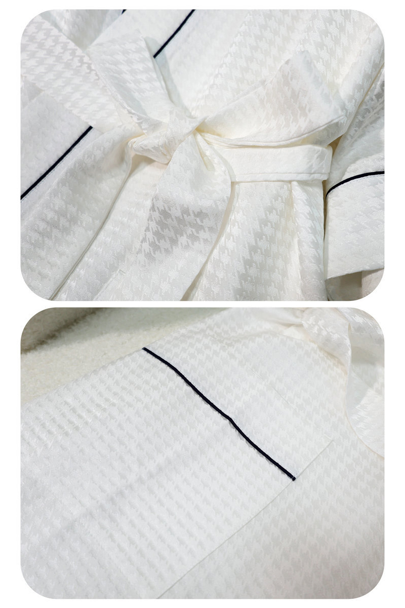 19 Momme Couple White Waffle Texture Heavy 100% Mulberry Silk Robe 2-Piece Set