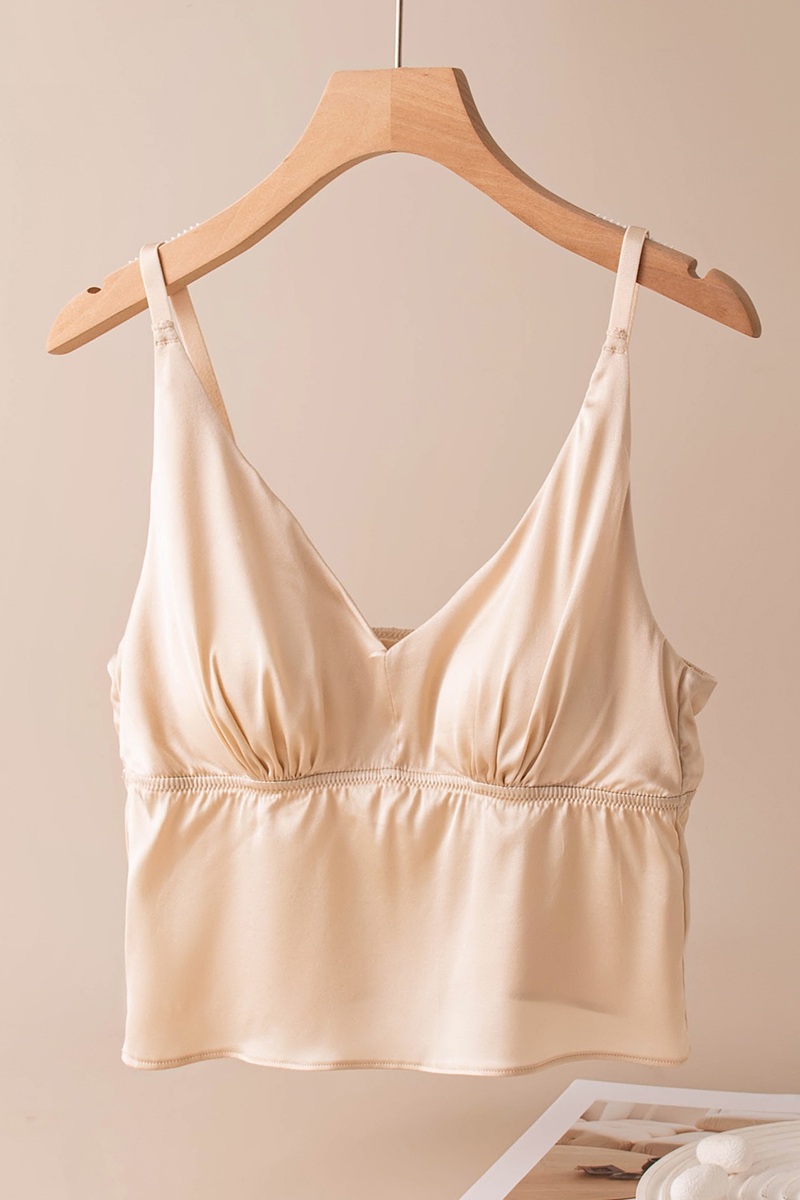 Satin Mulberry Silk Camisole Lingerie Back Beauty Wireless Style Silk Vest Sexy Layering Basic Camisole Top