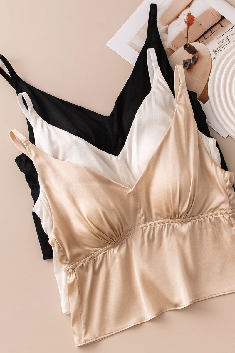 Satin Mulberry Silk Camisole Lingerie Back Beauty Wireless Style Silk Vest Sexy Layering Basic Camisole Top
