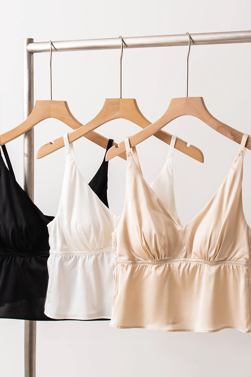 Satin Mulberry Silk Camisole Lingerie Back Beauty Wireless Style Silk Vest Sexy Layering Basic Camisole Top