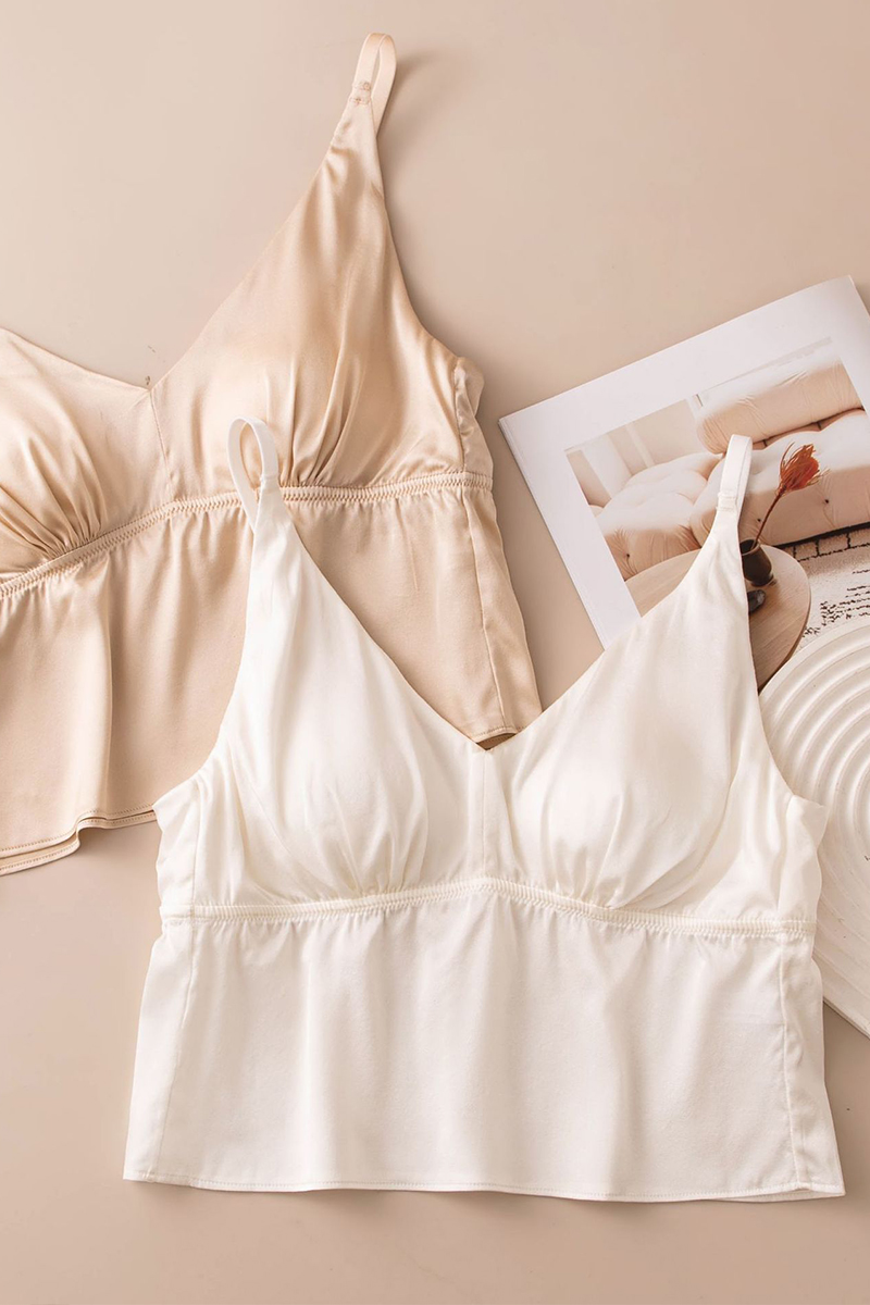 Satin Mulberry Silk Camisole Lingerie Back Beauty Wireless Style Silk Vest Sexy Layering Basic Camisole Top