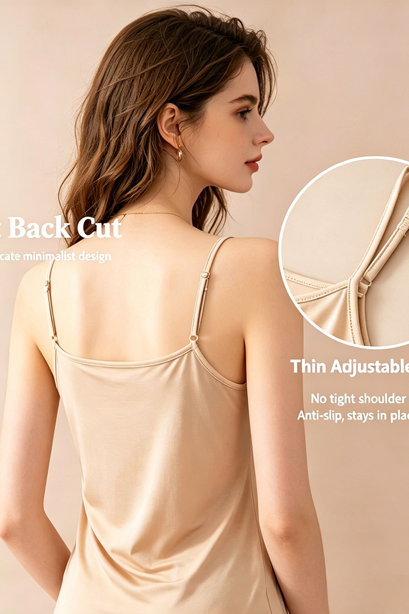 100% Mulberry Silk Ruffle Trim Basic Silk Camisole Knitted 100% Mulberry Silk Sleeveless Tank Top