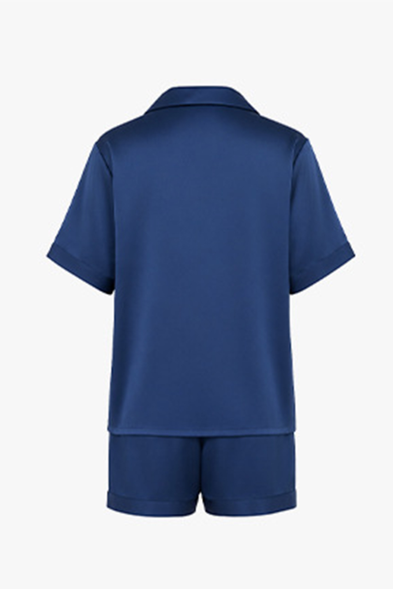 100% Mulberry Silk Pajama Set Short Sleeve Top & Shorts Two-Piece Luxury Silk Loungewear