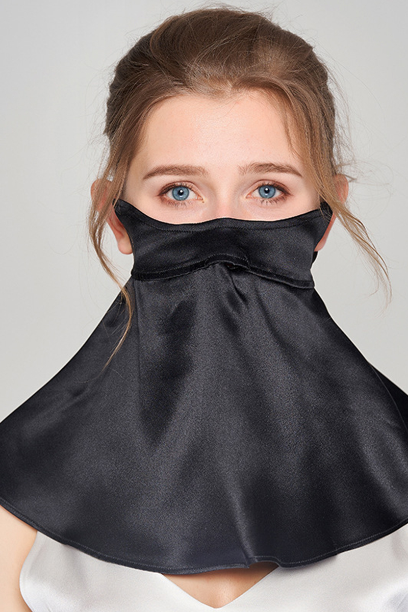 19 Momme 100% Mulberry Silk Extended Length Breathable UV Protection Silk Face Cover for Summer Anti Oil Smoke Silk Veil