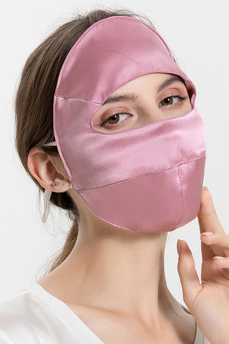100% Mulberry Silk Short Style Full Face Cover Breathable UV Protection Silk Mask for Summer Anti Oil Fume Silk Veil