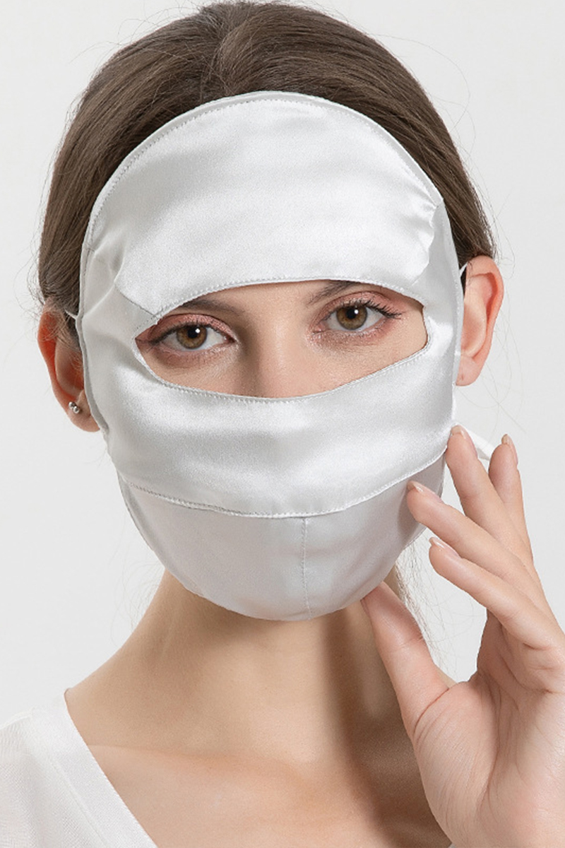100% Mulberry Silk Short Style Full Face Cover Breathable UV Protection Silk Mask for Summer Anti Oil Fume Silk Veil