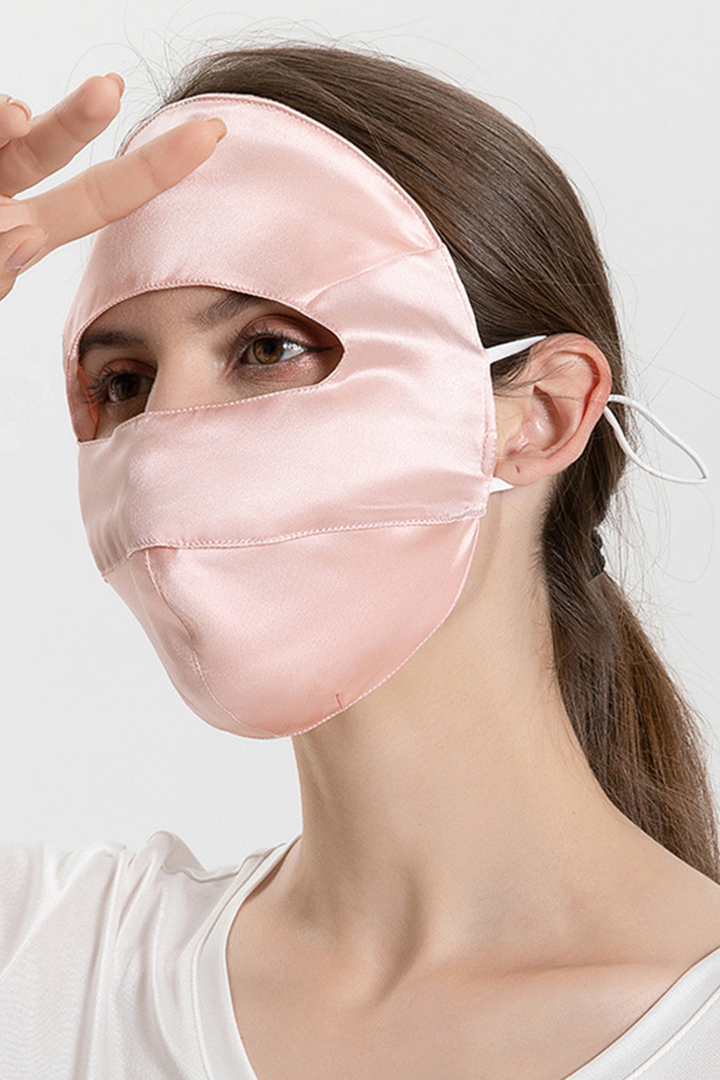 100% Mulberry Silk Short Style Full Face Cover Breathable UV Protection Silk Mask for Summer Anti Oil Fume Silk Veil