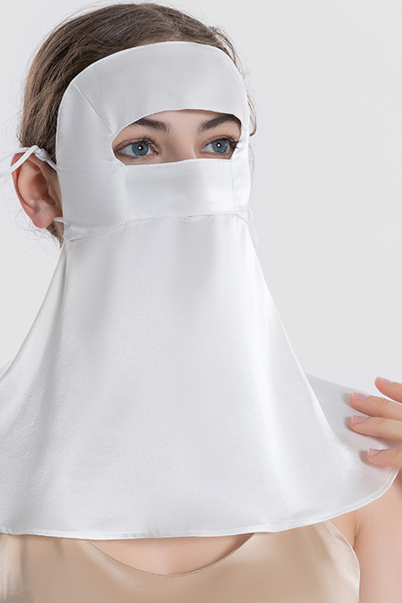 19 Momme 100% Mulberry Silk Full Face & Neck Protection Mask Breathable UV Protection Face Veil for Summer Anti Oil Smoke Silk Facial Cover