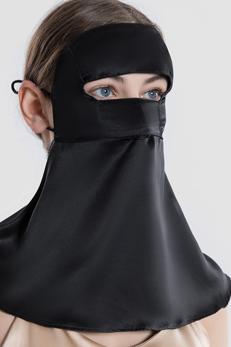 19 Momme 100% Mulberry Silk Full Face & Neck Protection Mask Breathable UV Protection Face Veil for Summer Anti Oil Smoke Silk Facial Cover