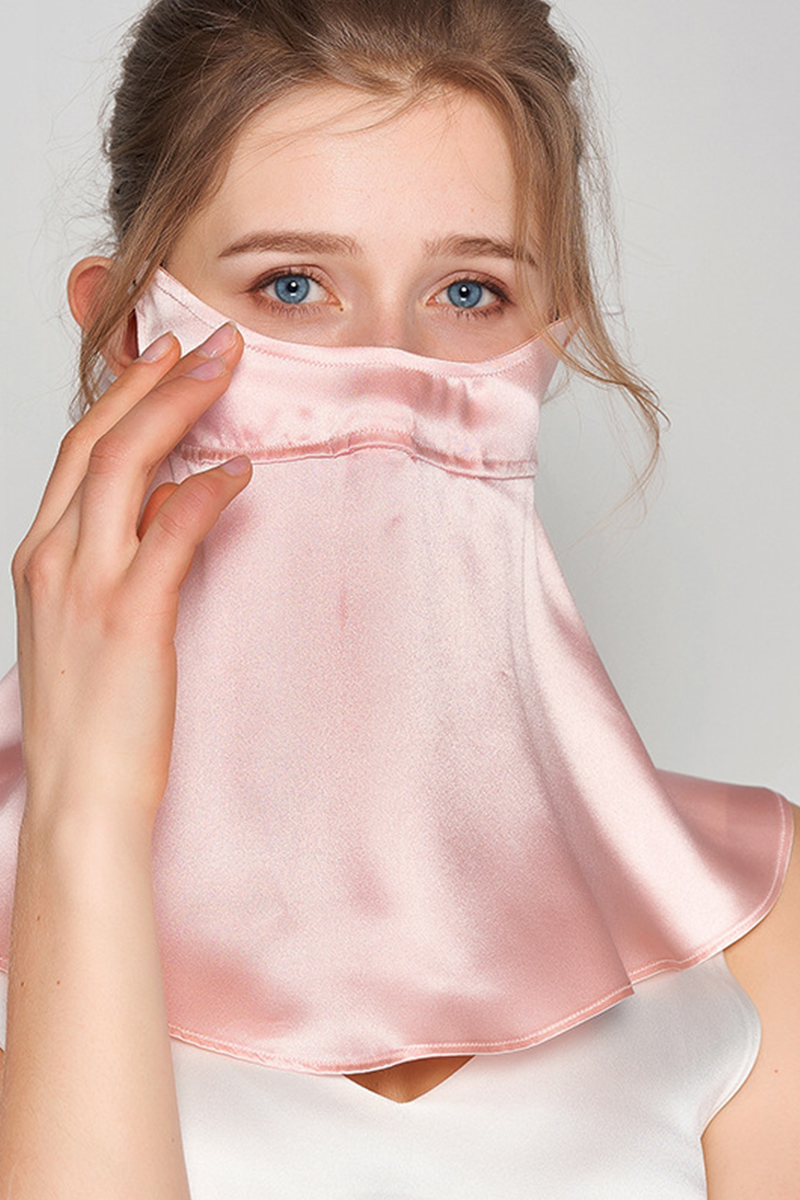 19 Momme 100% Mulberry Silk Extended Length Breathable UV Protection Silk Face Cover for Summer Anti Oil Smoke Silk Veil