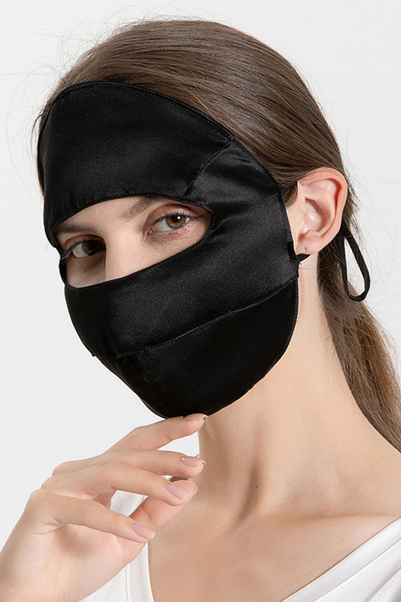 100% Mulberry Silk Short Style Full Face Cover Breathable UV Protection Silk Mask for Summer Anti Oil Fume Silk Veil