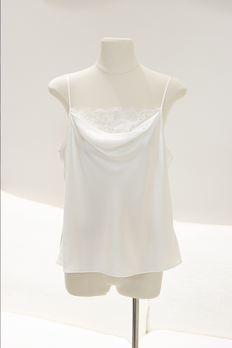 90% Mulberry Silk 2026 Spring Summer New Women Silk Camisole Solid Color Lace Trim Mulberry Silk Tank Top Versatile for Commute Layering & Outer Wear
