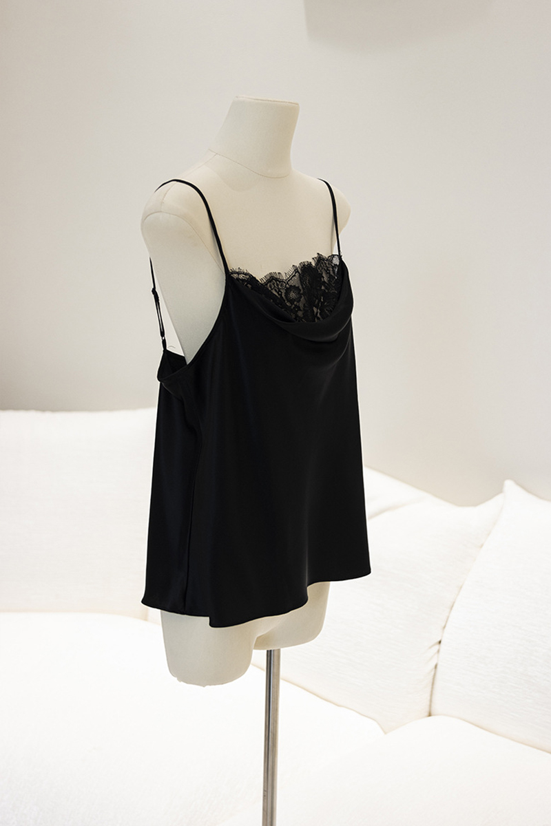 90% Mulberry Silk 2026 Spring Summer New Women Silk Camisole Solid Color Lace Trim Mulberry Silk Tank Top Versatile for Commute Layering & Outer Wear