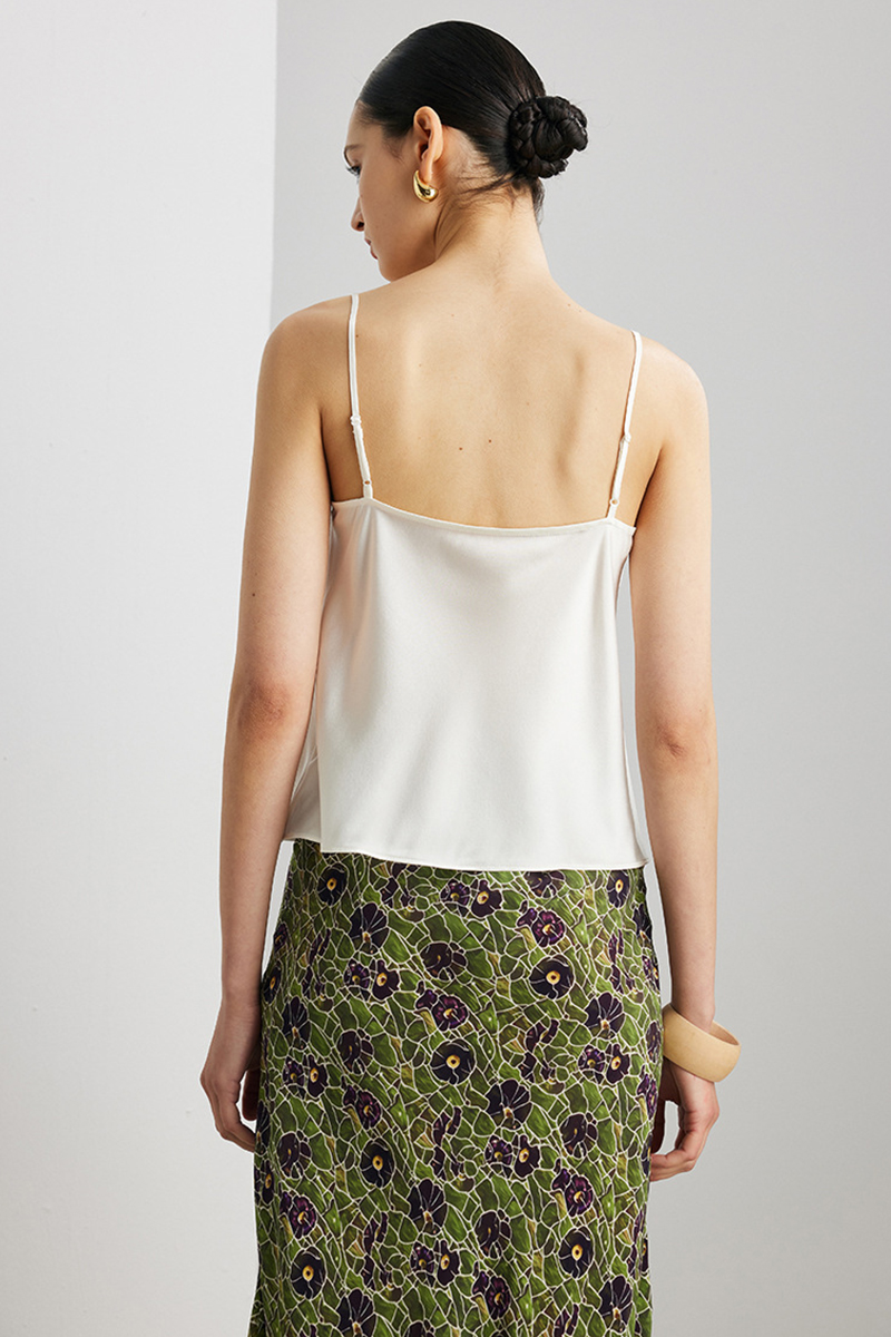 90% Mulberry Silk 2026 Spring Summer New Women Silk Camisole Solid Color Lace Trim Mulberry Silk Tank Top Versatile for Commute Layering & Outer Wear