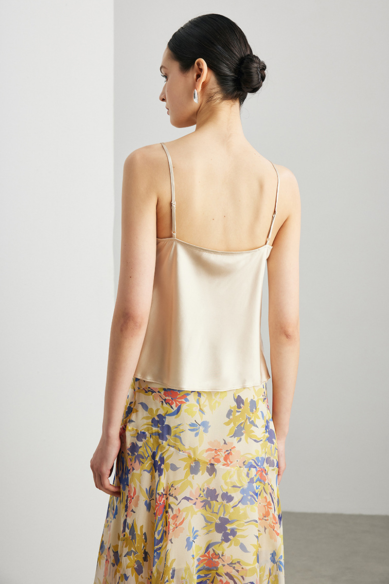90% Mulberry Silk 2026 Spring Summer New Women Silk Camisole Solid Color Lace Trim Mulberry Silk Tank Top Versatile for Commute Layering & Outer Wear