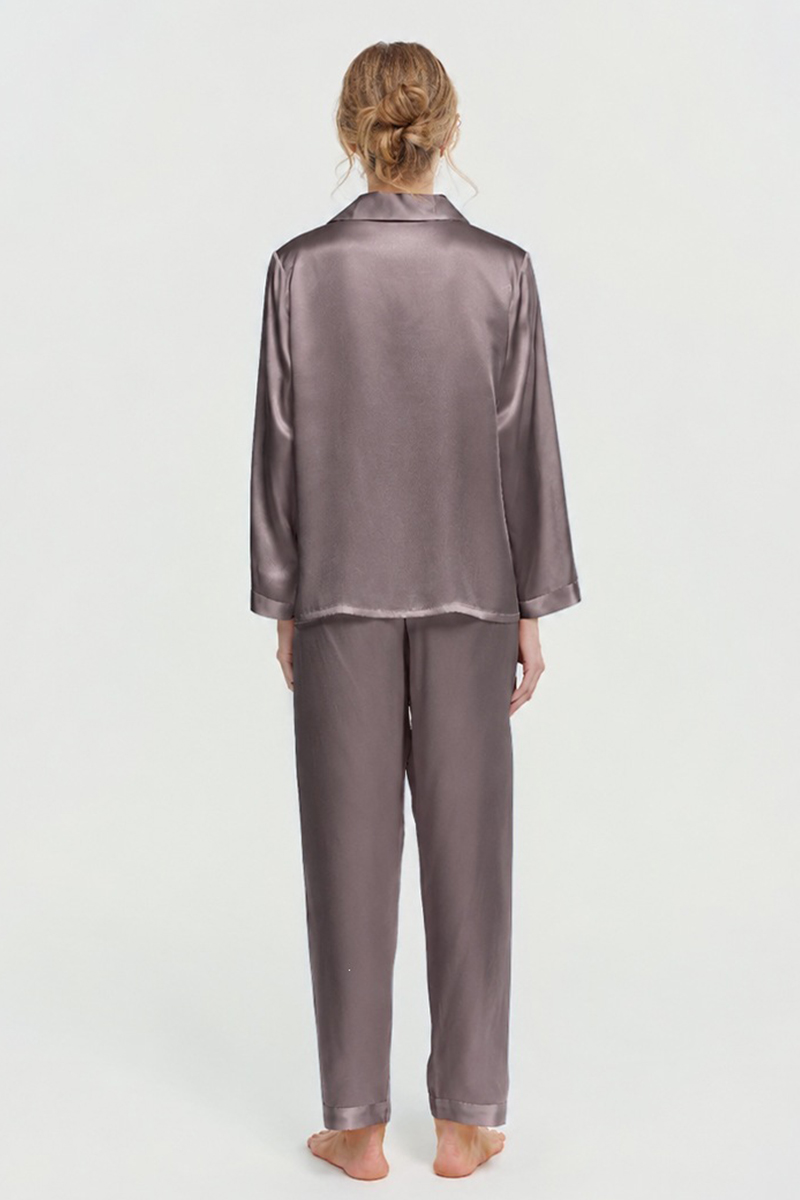 100% Mulberry Silk Pajama Set Long Sleeve & Long Pants Luxury Silk Loungewear