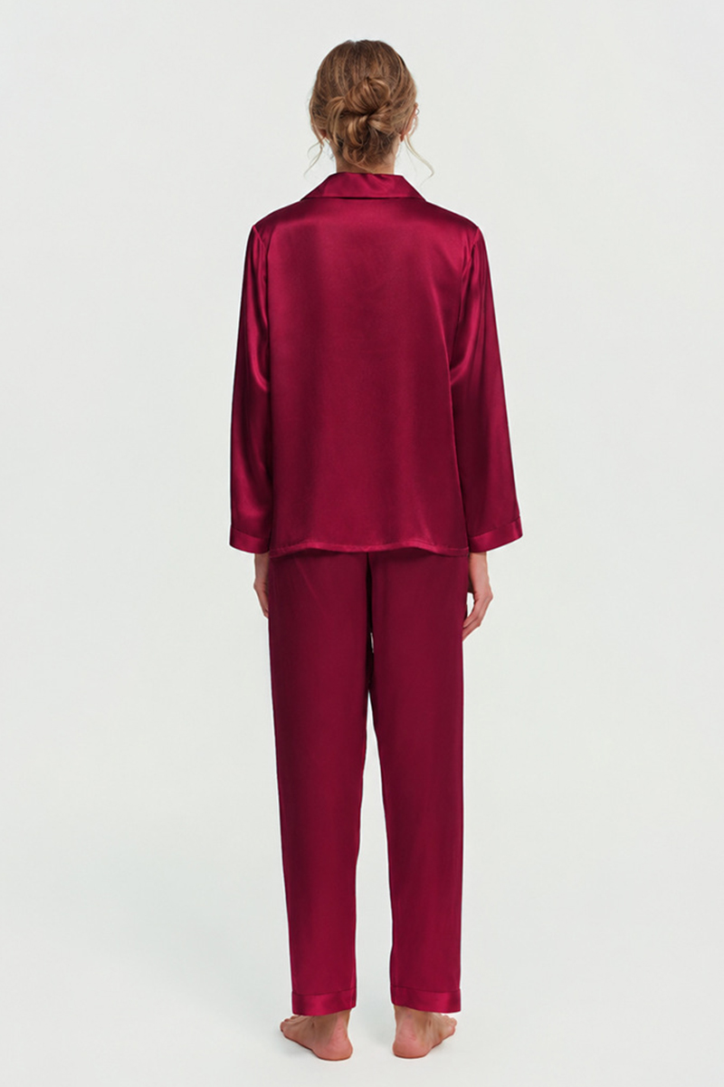 100% Mulberry Silk Pajama Set Long Sleeve & Long Pants Luxury Silk Loungewear