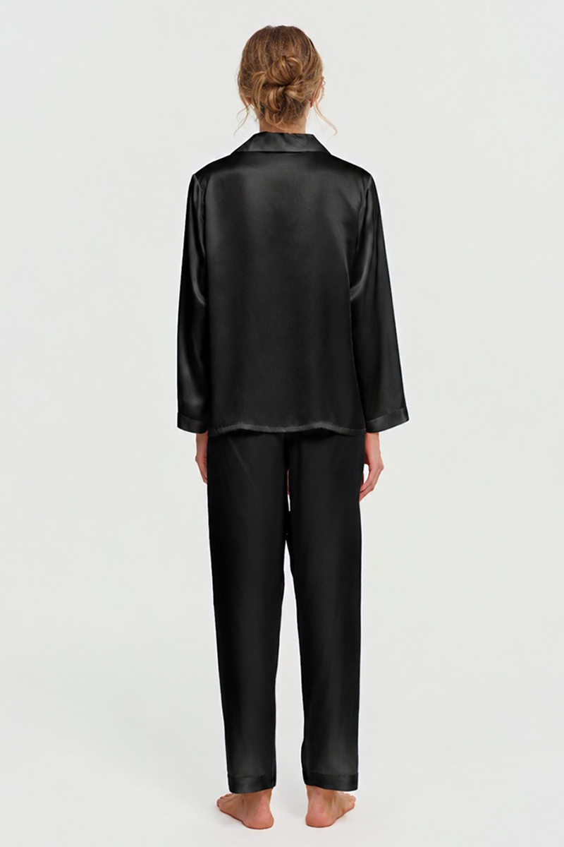 100% Mulberry Silk Pajama Set Long Sleeve & Long Pants Luxury Silk Loungewear