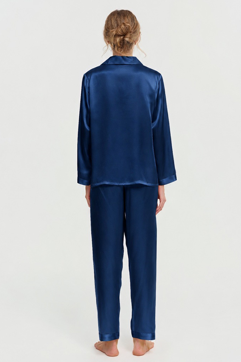 100% Mulberry Silk Pajama Set Long Sleeve & Long Pants Luxury Silk Loungewear