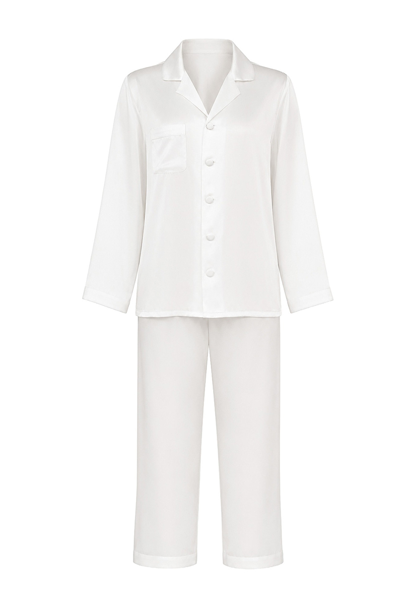 100% Mulberry Silk Pajama Set Long Sleeve & Long Pants Luxury Silk Loungewear