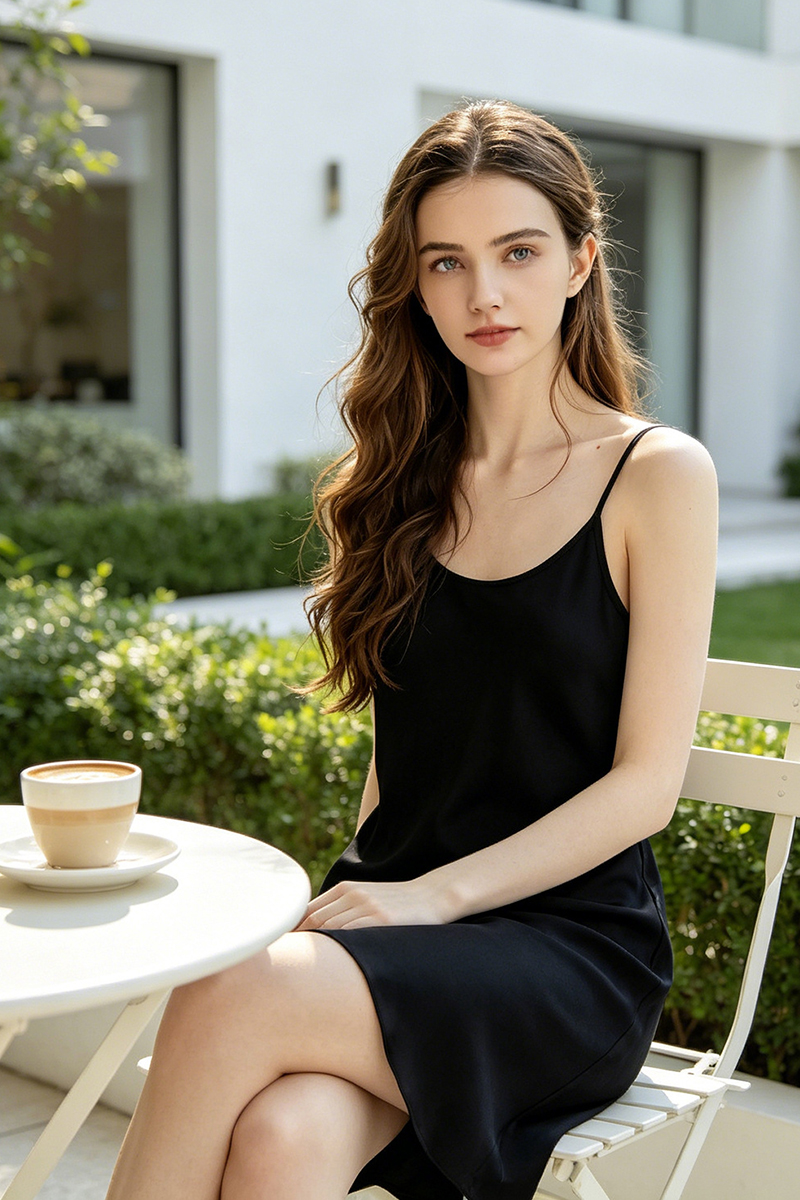 100% Mulberry Silk Solid Minimalist Slip Nightgown Sexy Simple Camisole Silk Loungewear