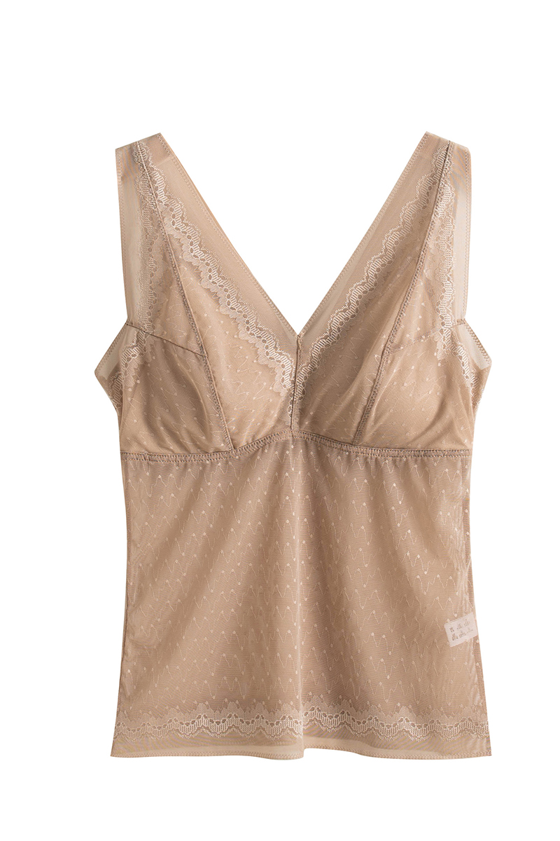 Silkisi Sexy V-Neck Mulberry Silk Camisole Slim Fit Lace Trim 2-in-1 Tank Top with Built-In Bra Cups