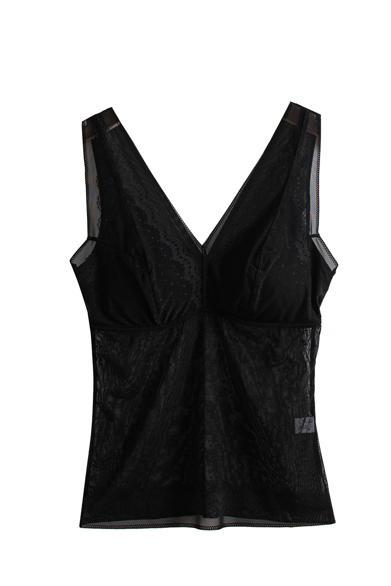 Silkisi Sexy V-Neck Mulberry Silk Camisole Slim Fit Lace Trim 2-in-1 Tank Top with Built-In Bra Cups