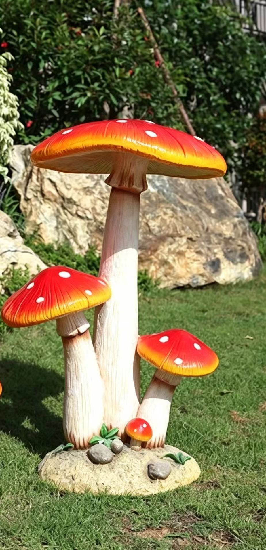 巨無霸紅蘑菇擺件