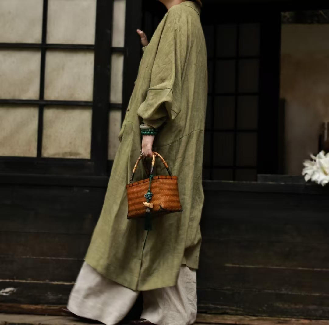 日式竹編手提包