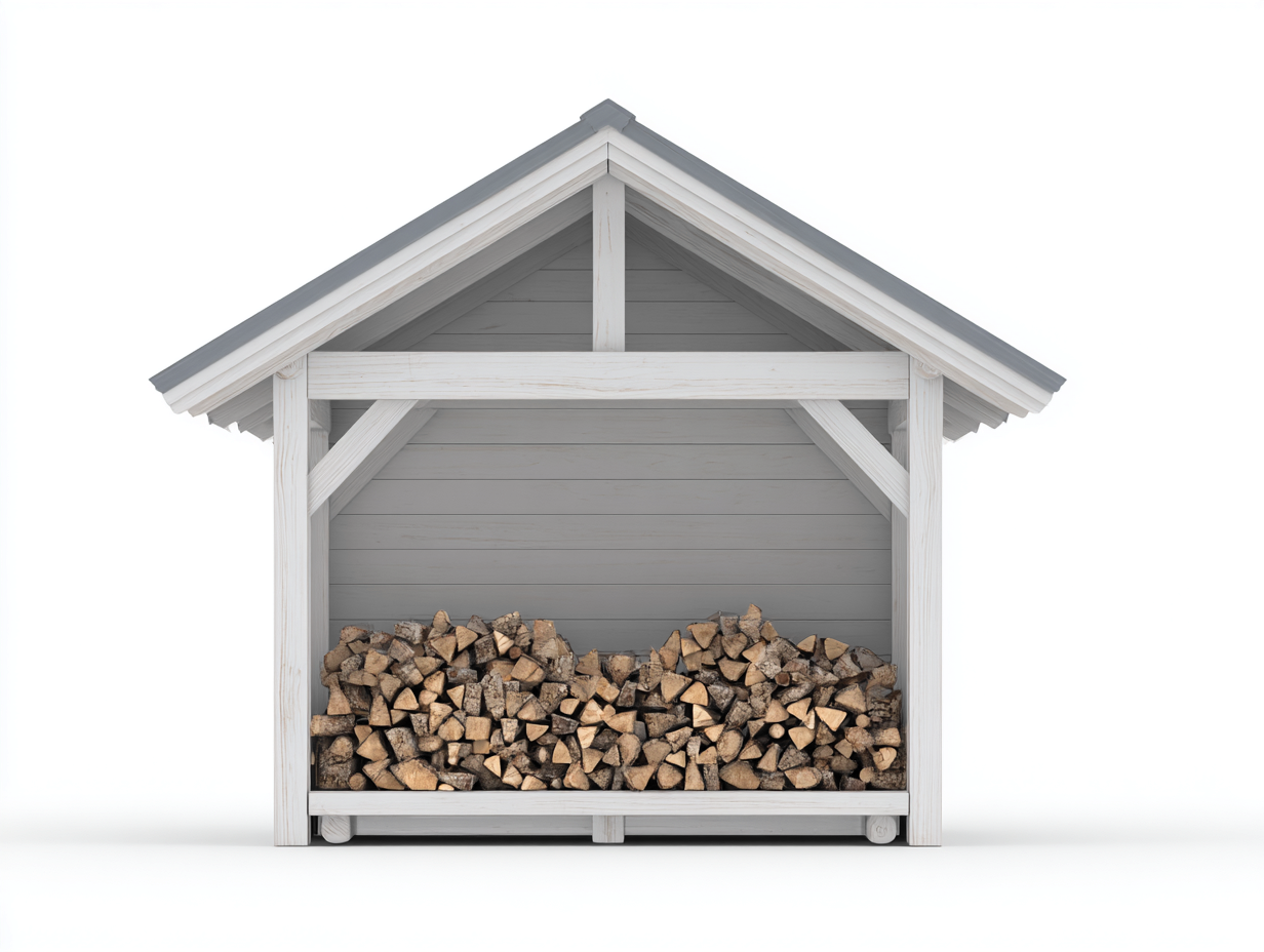 Kaminholzregal Massivholz 180 x 70 x 185 cm - Weiß-Grau - für Garten und Terrasse im Landhausstil-Lomiiospace