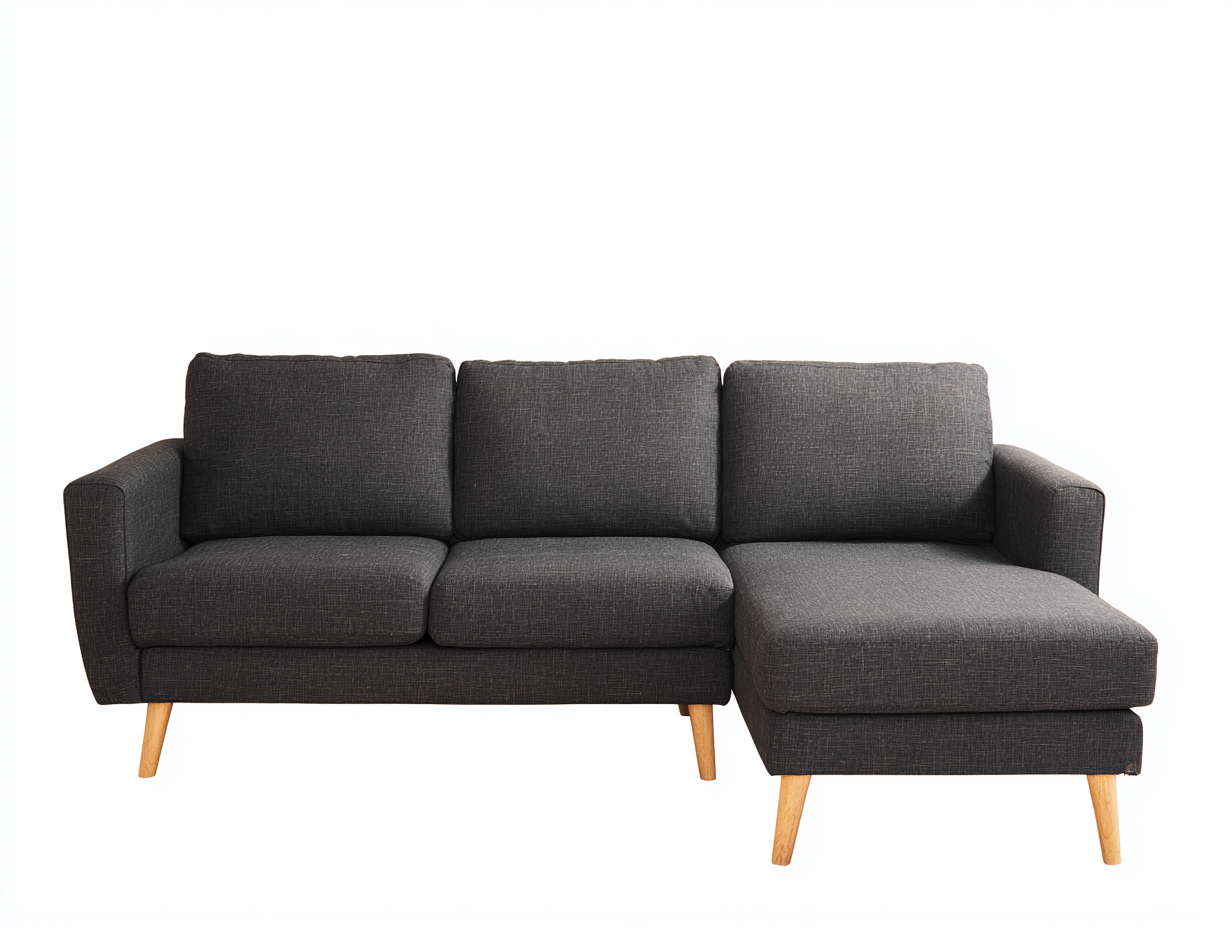 Ecksofa-Stoff-Holz-226x150x86 cm-Dunkelgrau-Braun-Skandinavisches Design-Lomiiospace
