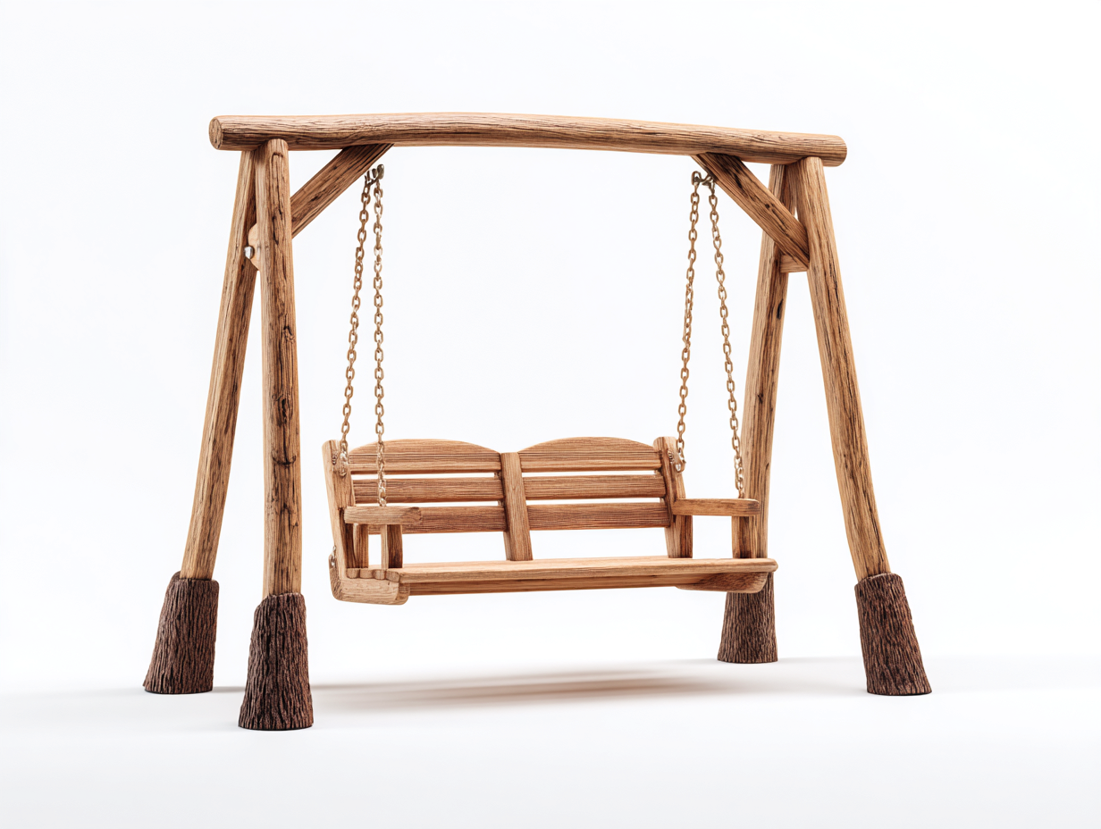 Gartenschaukeln - Holz-Metall - 180 x 125 x 170 cm - Natur - Rustikaler Stil-Lomiiospace