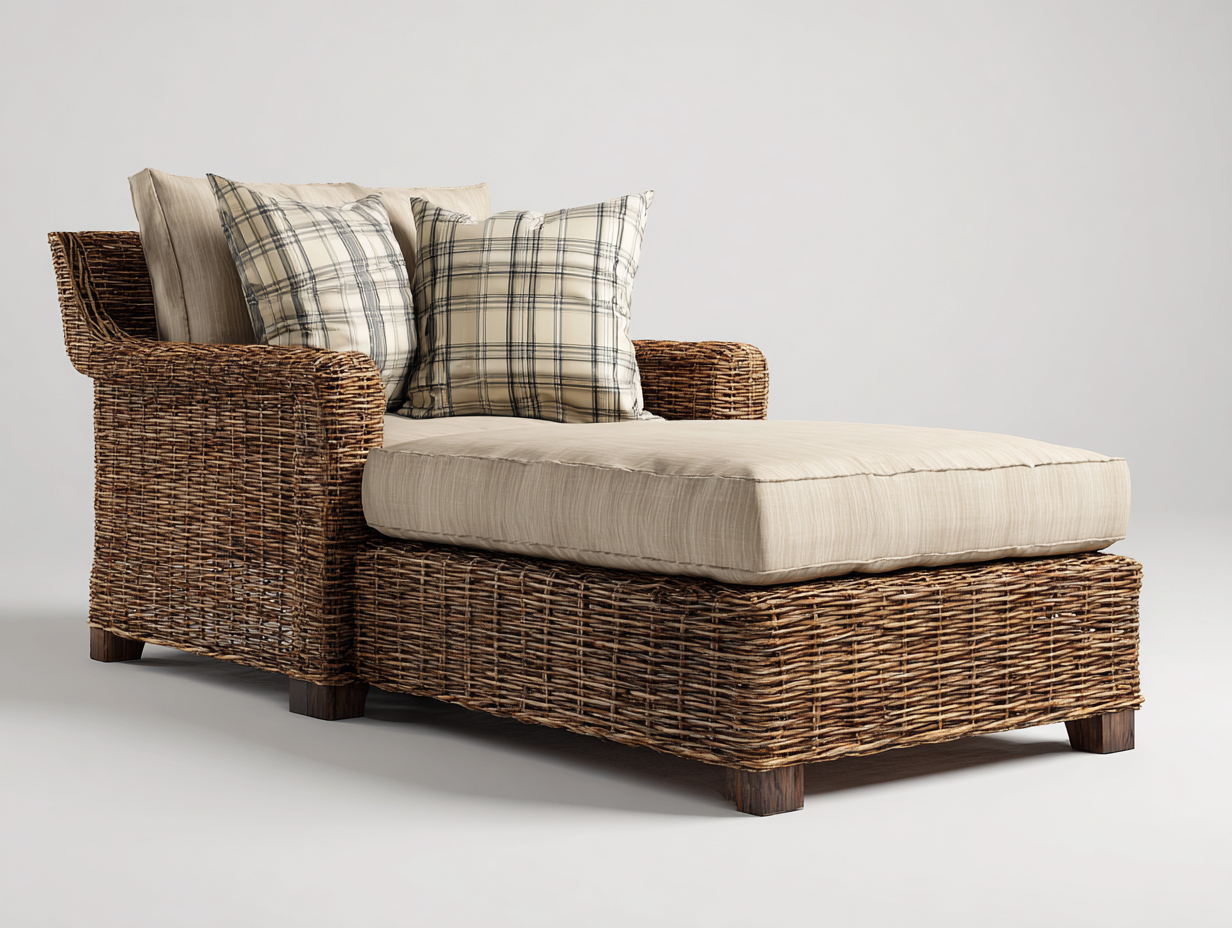 Sonnenliege-Polyrattan-Polyester-165x98x78 cm-Beige-Braun-rustikal-Lomiiospace