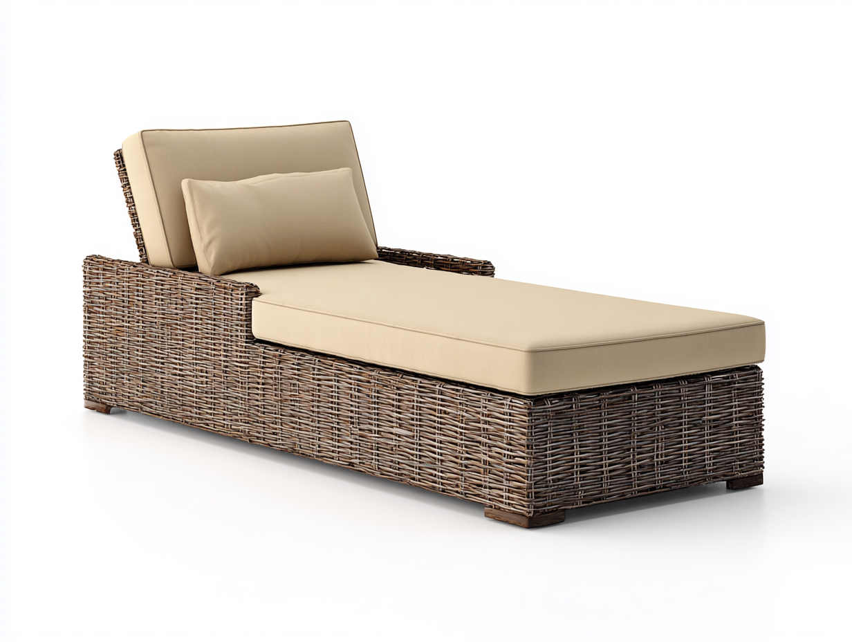 Sonnenliege-Polyrattan-Polyester-198x72x68 cm-Beige-Braun-boho-Lomiiospace