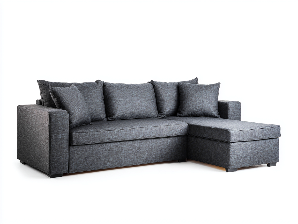 Ecksofa-Stoff-228x152x84 cm-Dunkelgrau-Modernes Design-Lomiiospace