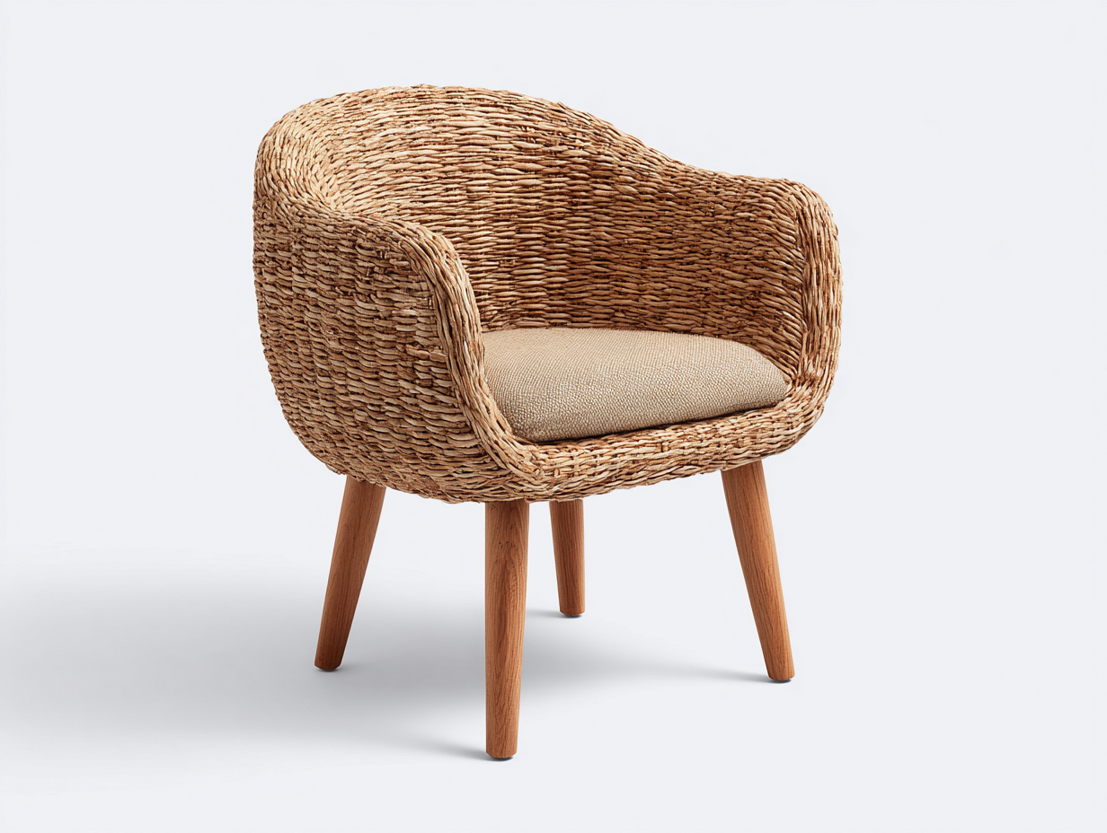 Polyrattan Gartensessel-Polyrattan-66 x 62 x 78 cm-Natur-Beige-Minimalistischer Outdoor-Stil-Lomiiospace