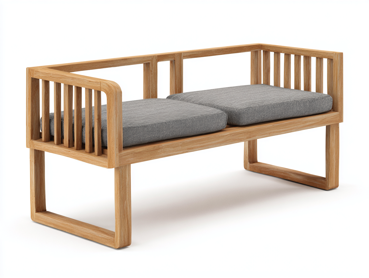 Gartenbank Teakholz 120x63x92 cm Braun-Grau mit Sitzkissen-Lomiiospace